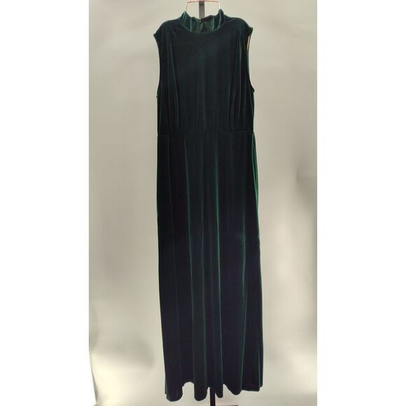 Lulus Women Classic Elegance Velvet Sleeveless Maxi Dress Green Basic L - Picture 2 of 3